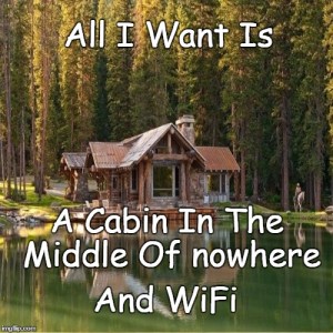 A great solution to traditional tent camping is to rent a vacation home. cottage or cabin (hopefully in the woods, on a lake, with a covered front porch with jacuzzi hot tub, fireplace, oh and Wifi!