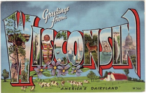 Welcome to Wisconsin vintage postcard