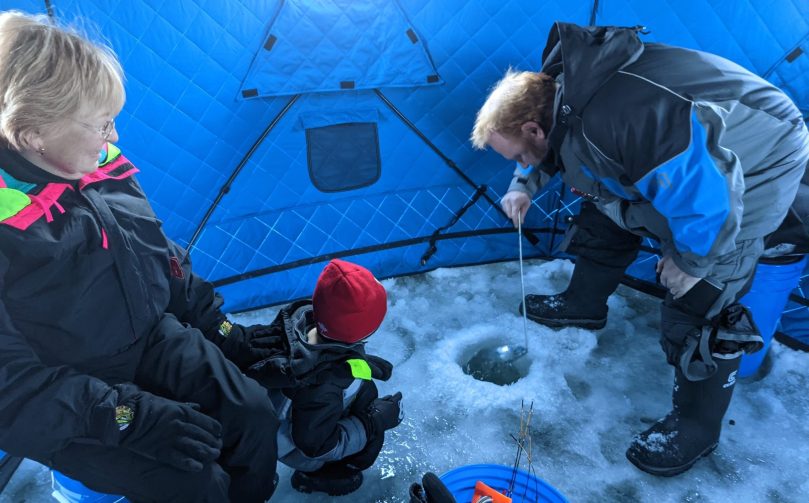 Ice fishing at Coady's Point of View Resort