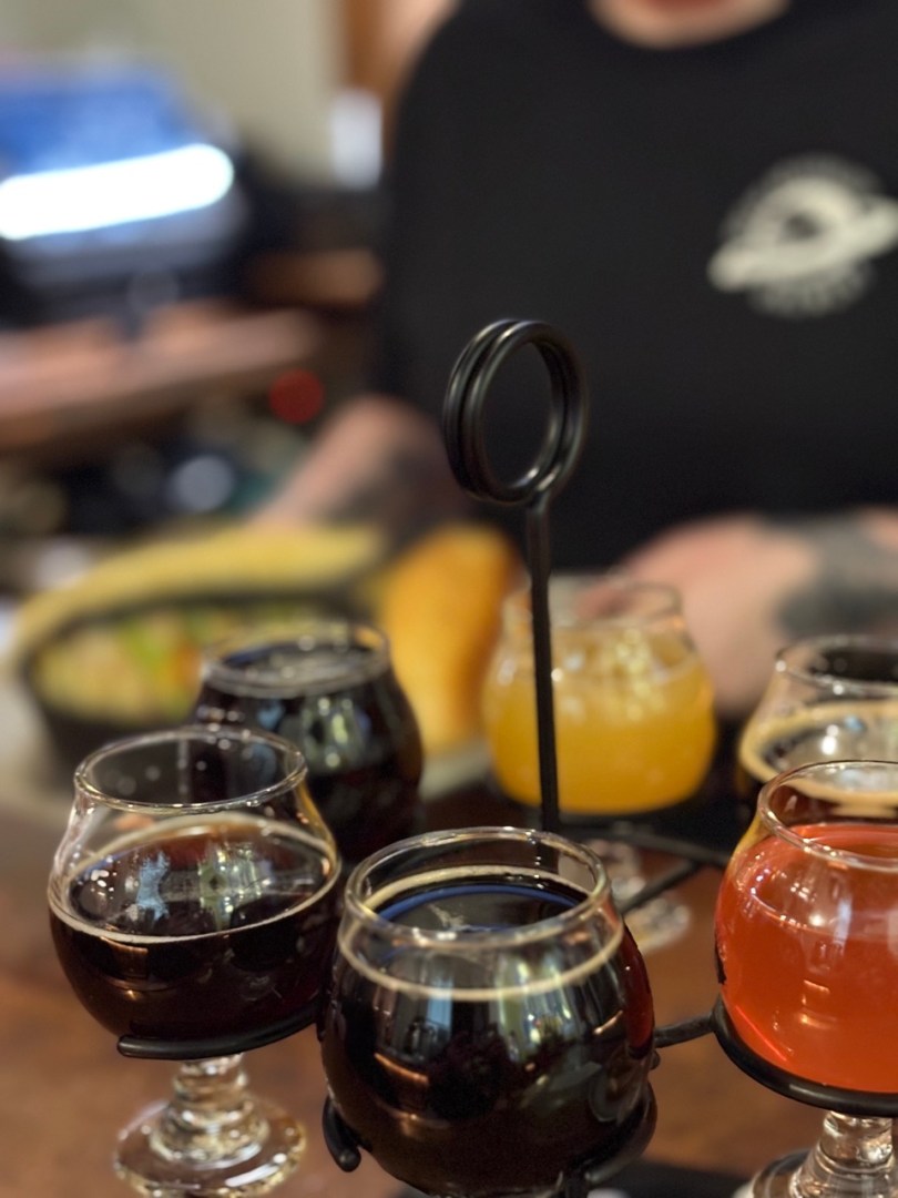 Flight O' brews at Great Revivalist Brewery in Clinton, IA